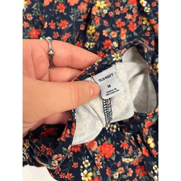 Old Navy Womens Long Sleeve Pullover Boho Mini Dress Floral Multicolor Medium - Picture 2 of 4